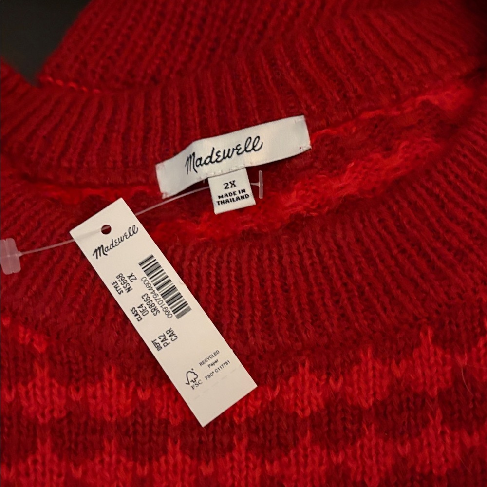 Madewell Mixed Stripe Pullover Sweater red - Picture 3 of 3
